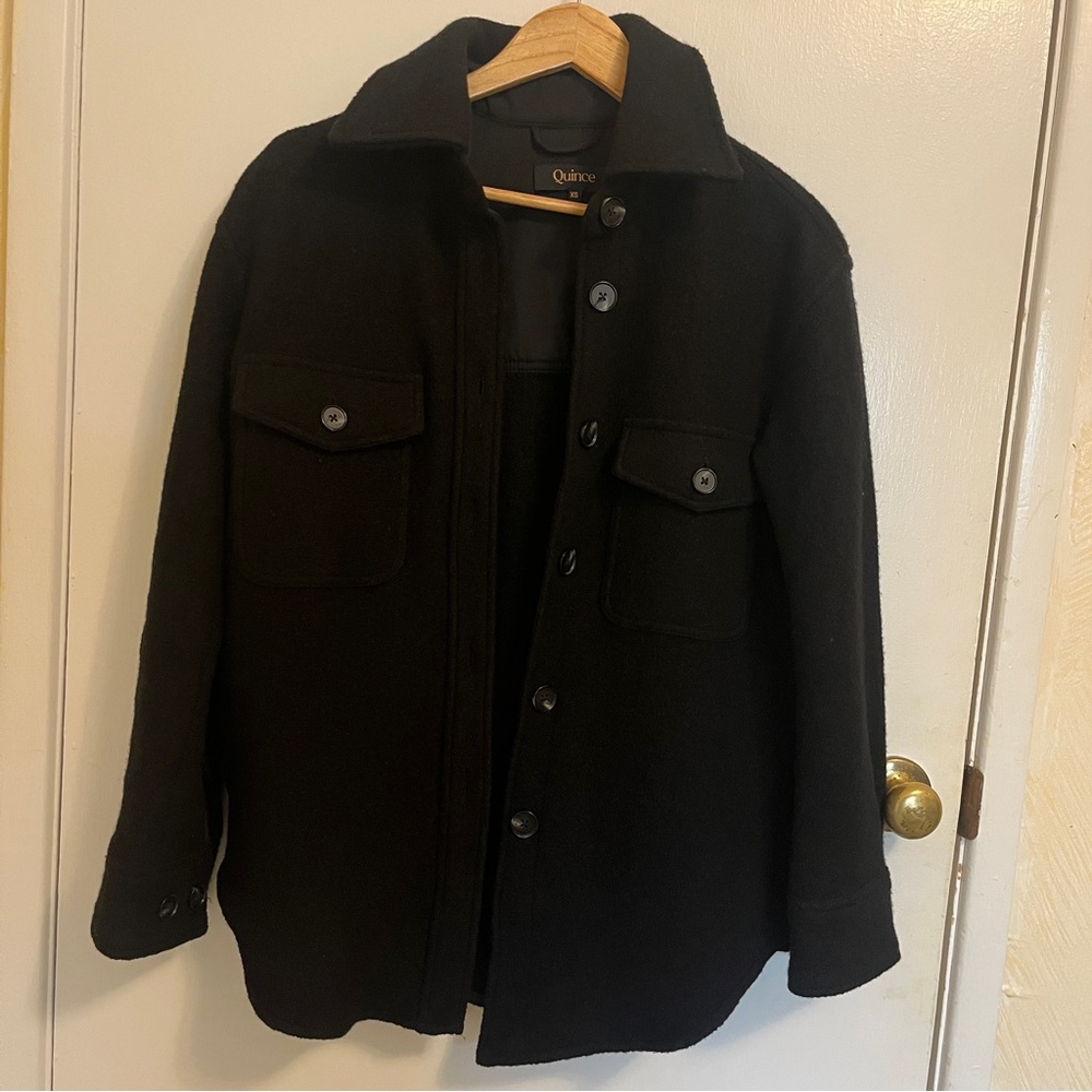 Quince 100% Merino Wool Shirt Jacket Black XS